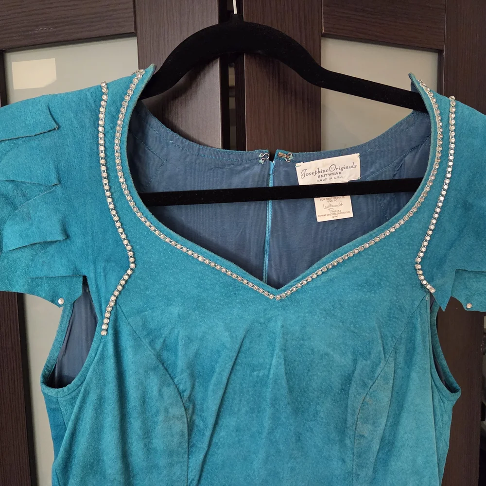 Chic Asymmetrical Teal Fringe Dress - Picture 9 of 9